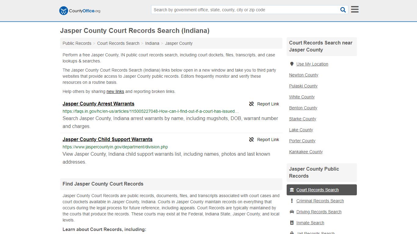 Jasper County Court Records Search (Indiana) - County Office